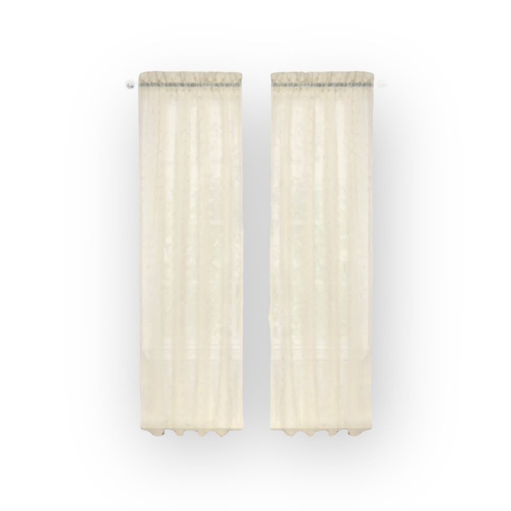 new Boho Chic ✶ Set 2 Rod Pocket Panel Curtains ✶ Semi Sheer Natural ✶ 40” x 84” - Picture 14 of 15